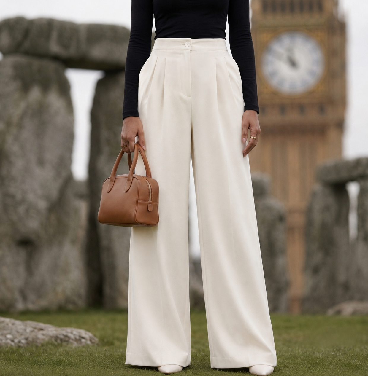 The Mayfair Trousers — Off White High-Waisted Wide-Leg Trousers