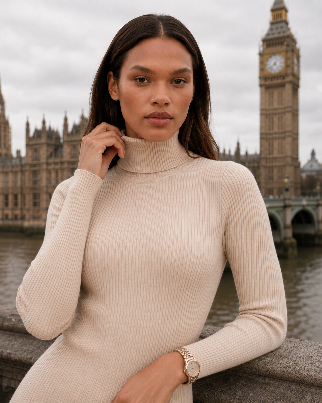 The Hampstead Fine-Knit Turtleneck — Beige Crafted for effortless elegance and everyday warmth.