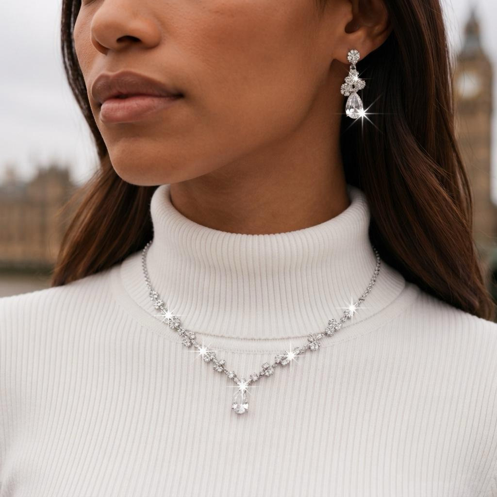 The Buckingham Crystal Jewellery Set — Silver Premium Jewellery Collection • Timeless British Elegance • Designed for Everyday Luxury