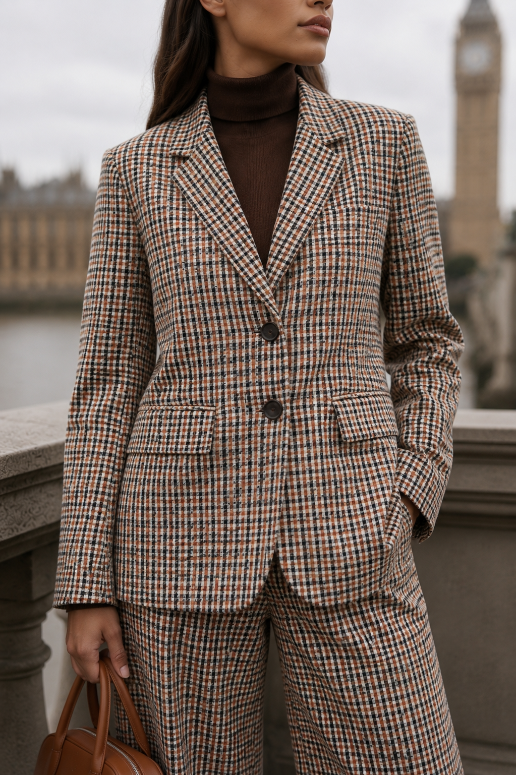 The Oxford Blazer — Brown Check Single-Breasted Tailored Blazer