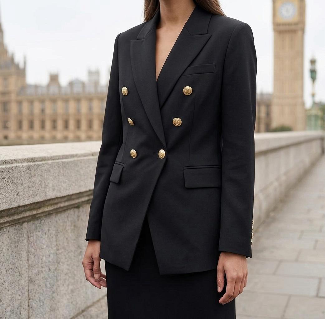 The Windsor Blazer — Black Double-Breasted Tailored Blazer